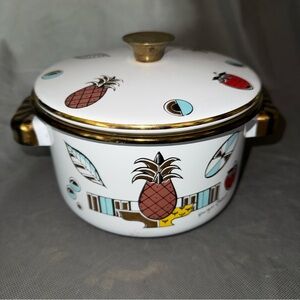 Vintage Enamel Georges Briard stockpot with Lid MCM